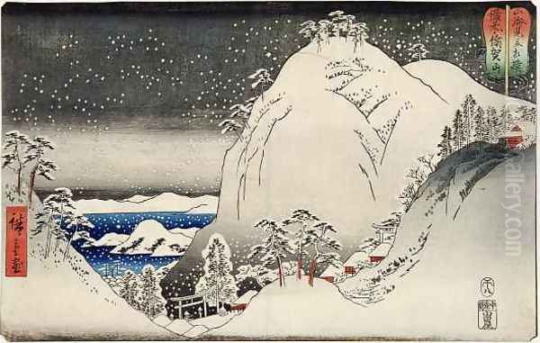 TH Riches 1913 Bizen Ukazan from the series Mountain and Sea compared to wrestlers Oil Painting by Utagawa or Ando Hiroshige