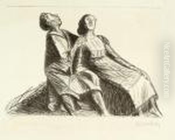 Liebespaar Oil Painting by Ernst Barlach