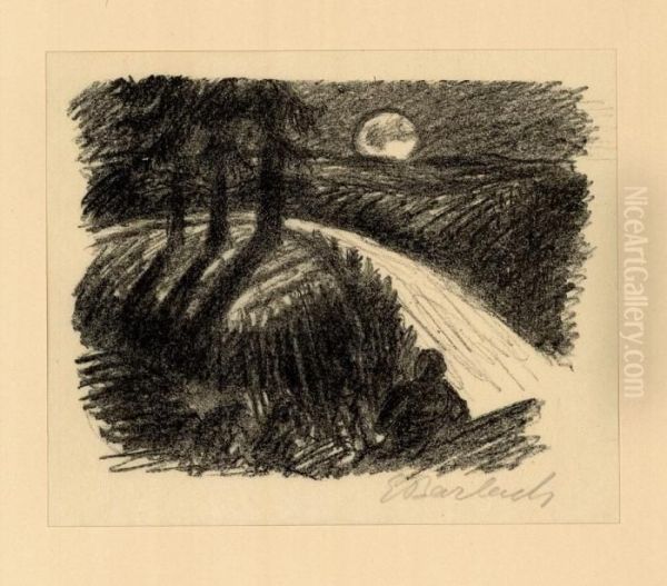 An Den Mond I Oil Painting by Ernst Barlach