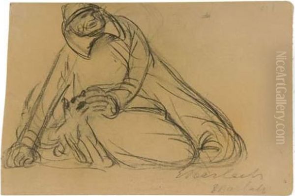 Kniender Hirte Mit Hund. Oil Painting by Ernst Barlach