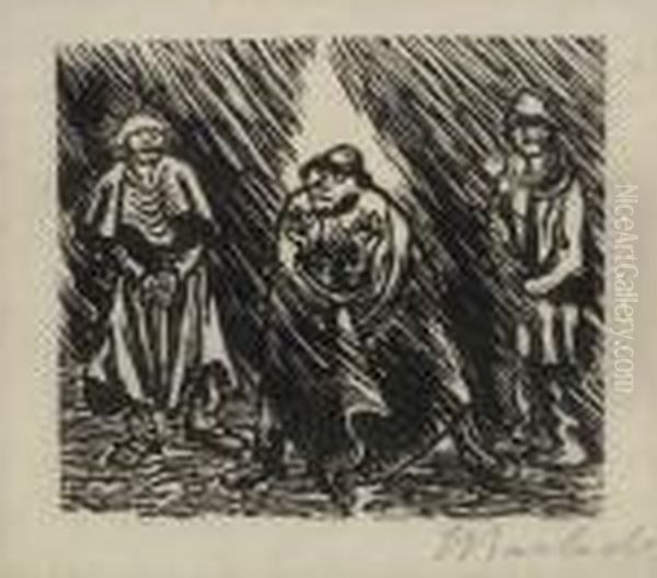 Gruppe Aus Drei Figuren (bas, Diskant, Tenor) Oil Painting by Ernst Barlach