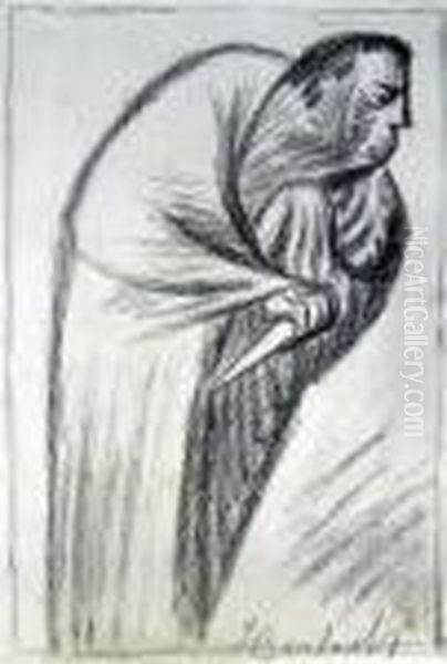 Robed Figure Holding A Dagger Oil Painting by Ernst Barlach