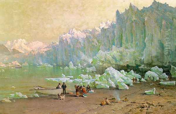 The Muir Glacier in Alaska 1887-88 Oil Painting by Thomas Hill