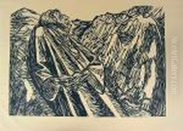 Totentanz Ii; Die Felsen, From Wanlungen Gottes Oil Painting by Ernst Barlach