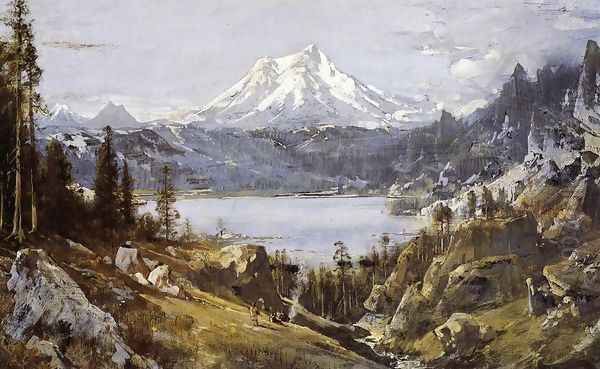 Mount Shasta from Castle Lake Oil Painting by Thomas Hill