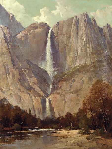 Bridle Veil Fall, Yosemite Oil Painting by Thomas Hill