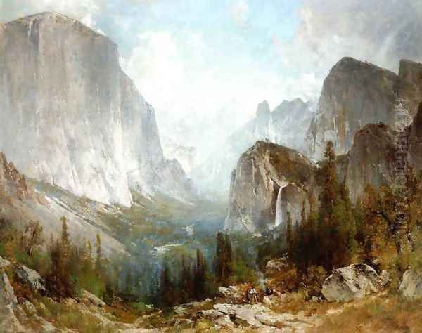 Piute Indians at the Gates of Yosemite Oil Painting by Thomas Hill