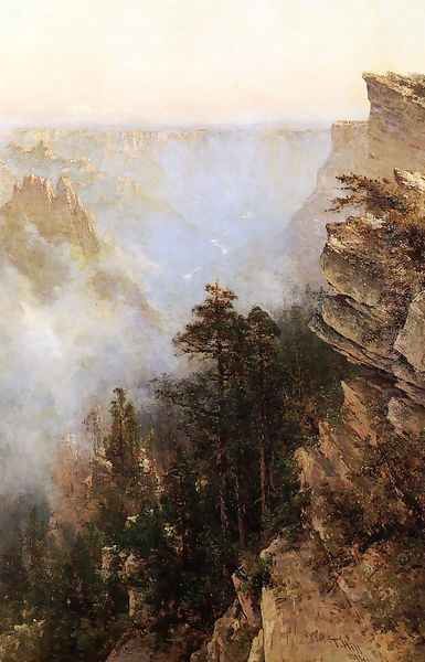 Yosemite Canyon Oil Painting by Thomas Hill