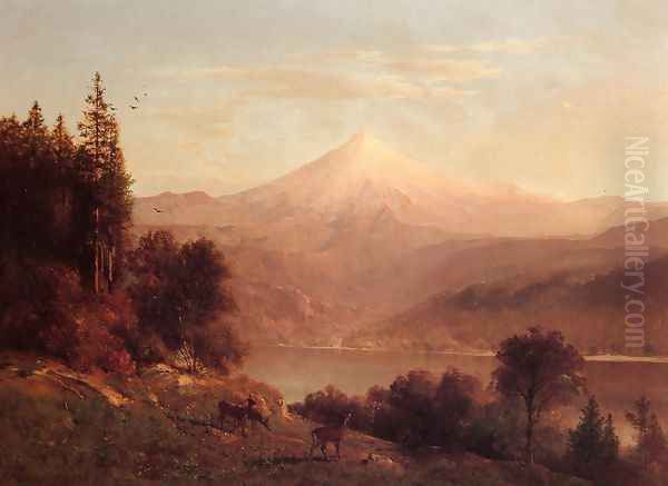 View of Mount Hood Oil Painting by Thomas Hill