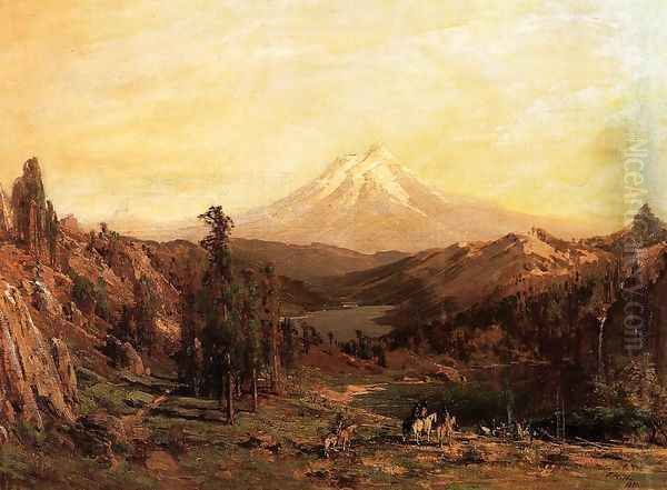 Mount Shasta and Castle Lake, California Oil Painting by Thomas Hill