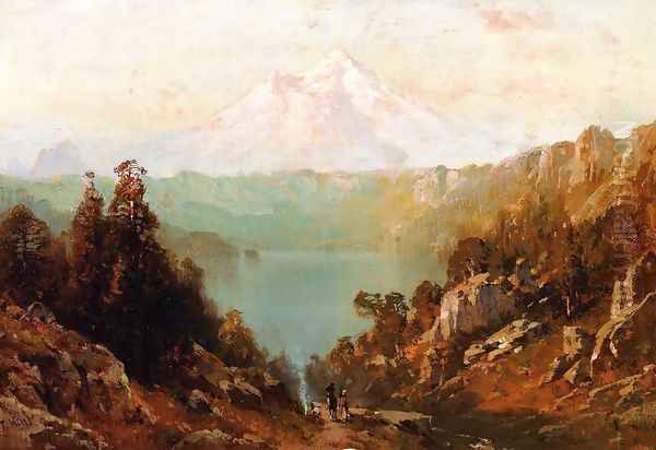 Mount Shasta from Castle Lake at Evening Oil Painting by Thomas Hill