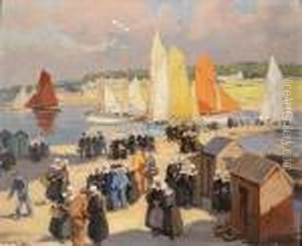 Le Port De Concarneau Oil Painting by Henri Alphonse Barnoin