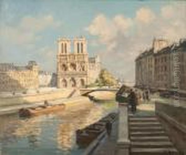 Notre-dame De Paris Oil Painting by Henri Alphonse Barnoin