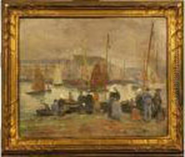 Retour De Peche A Concarneau Oil Painting by Henri Alphonse Barnoin