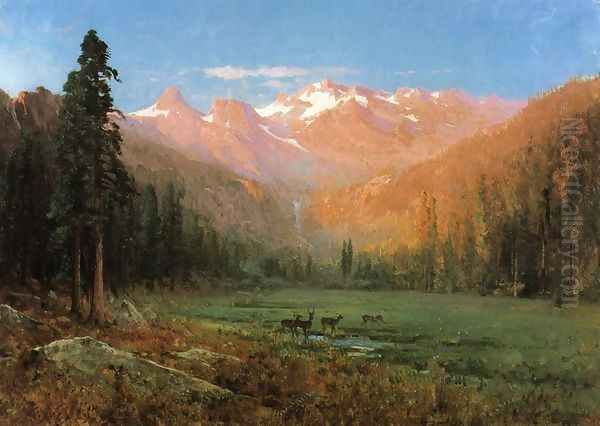 View of Cascade Lake, near Tahoe Oil Painting by Thomas Hill