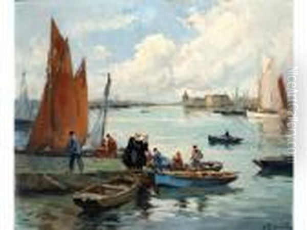 Concarneau Oil Painting by Henri Alphonse Barnoin