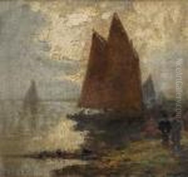 Retour De Peche A Concarneau Oil Painting by Henri Alphonse Barnoin