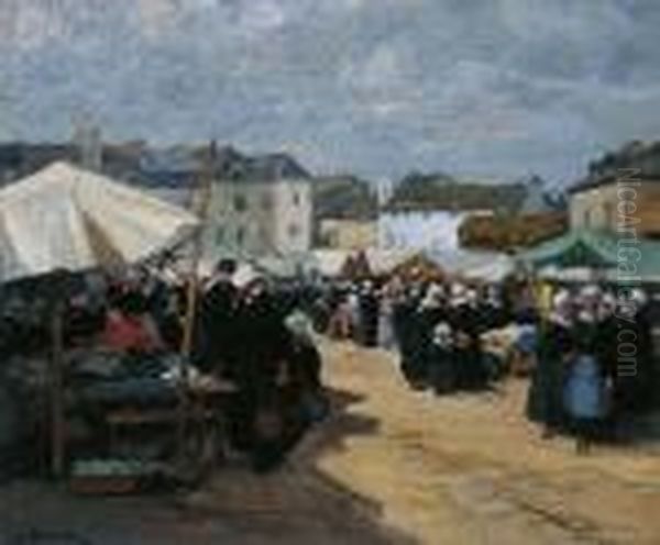 Marche En Bretagne Oil Painting by Henri Alphonse Barnoin