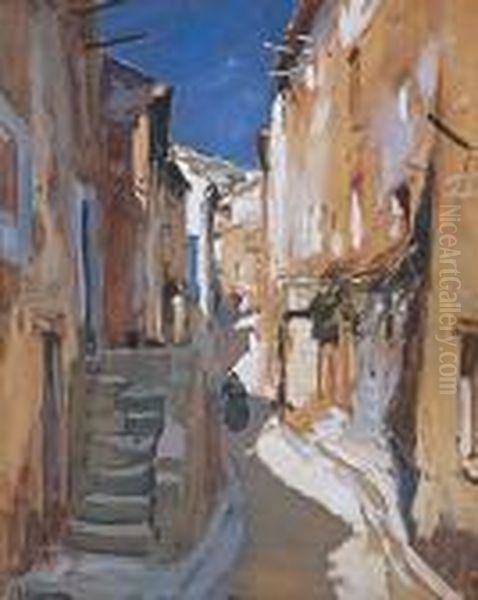 Vieille Rue A Tourette Oil Painting by Henri Alphonse Barnoin