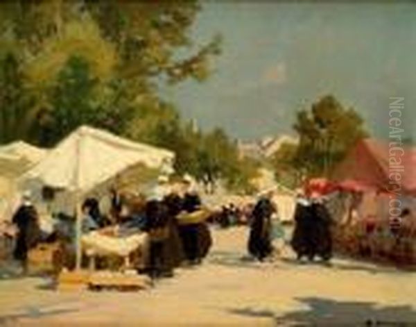 Marche En Bretagne. Oil Painting by Henri Alphonse Barnoin