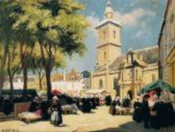 Le Marche Dauray Oil Painting by Henri Alphonse Barnoin