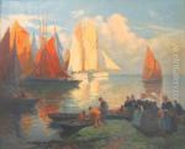 Concarneau Oil Painting by Henri Alphonse Barnoin