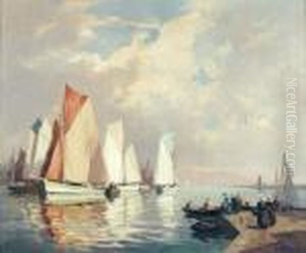 Port Breton Oil Painting by Henri Alphonse Barnoin