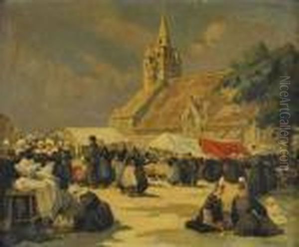 Marche Devant Notre Dame De La Joie Oil Painting by Henri Alphonse Barnoin