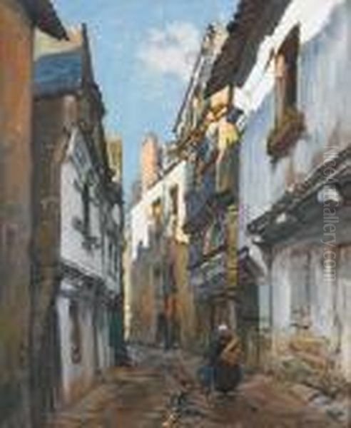 Vieille Rue A Auray Oil Painting by Henri Alphonse Barnoin