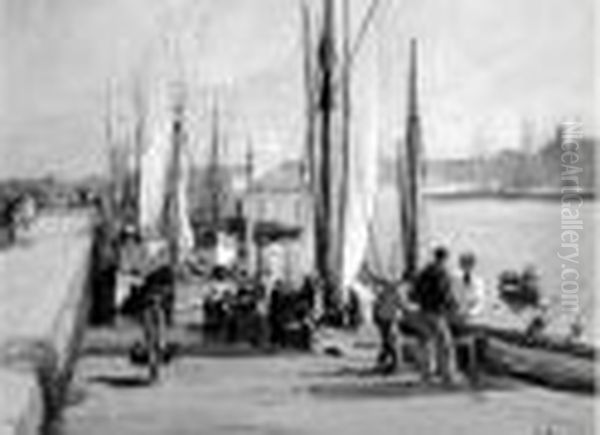 Le Port De Concarneau Oil Painting by Henri Alphonse Barnoin