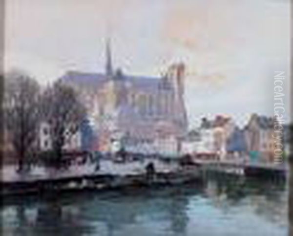 Vue D'amiens Oil Painting by Henri Alphonse Barnoin