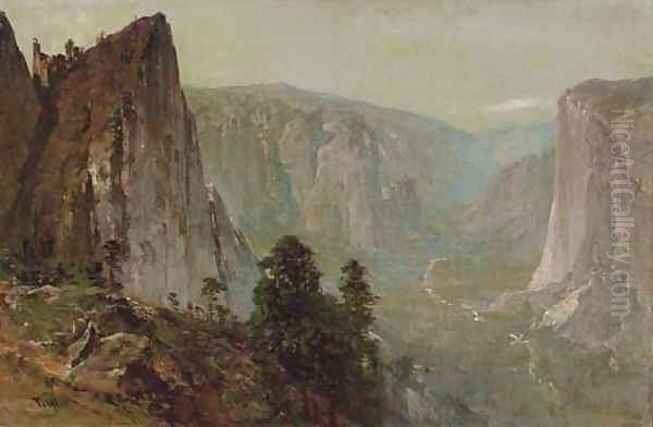 Westward View from Union Point, Yosemite Valley Oil Painting by Thomas Hill