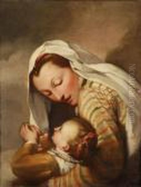 Mother And Child Oil Painting by Federico Fiori Barocci