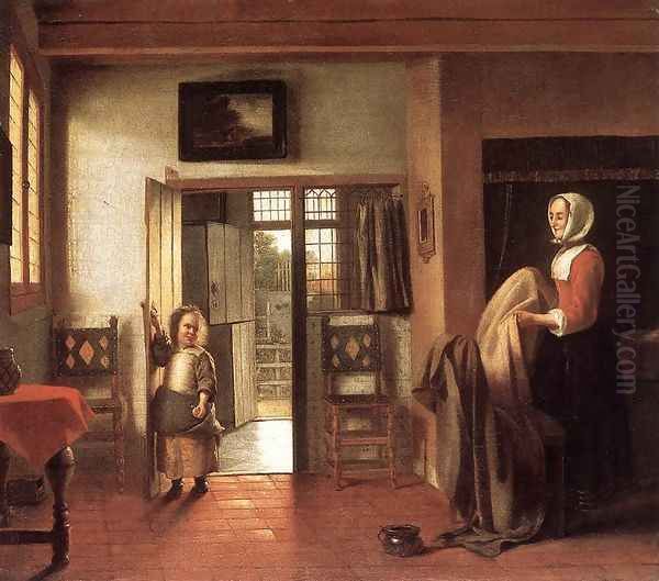 The Bedroom 1658-60 Oil Painting by Pieter De Hooch