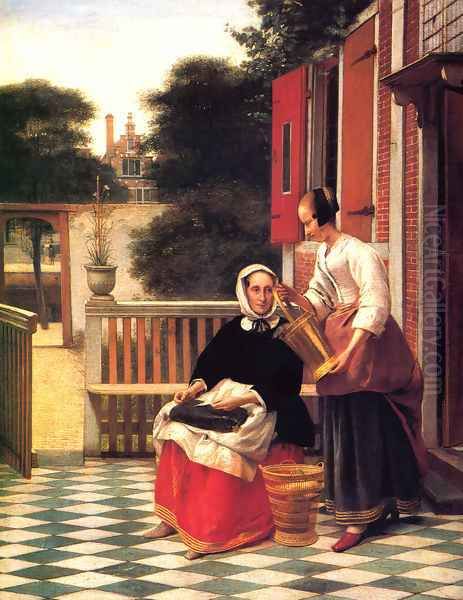 A Mistress and Her Servant Oil Painting by Pieter De Hooch