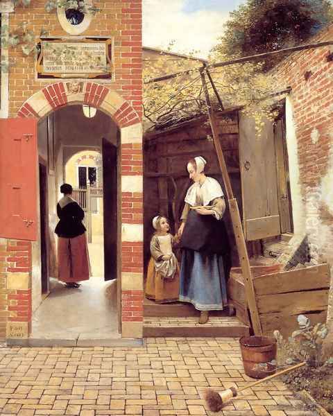 The Courtyard of a House in Delft 1658 Oil Painting by Pieter De Hooch