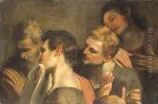 The Heads Of Four Disciples At The Last Supper Oil Painting by Federico Fiori Barocci