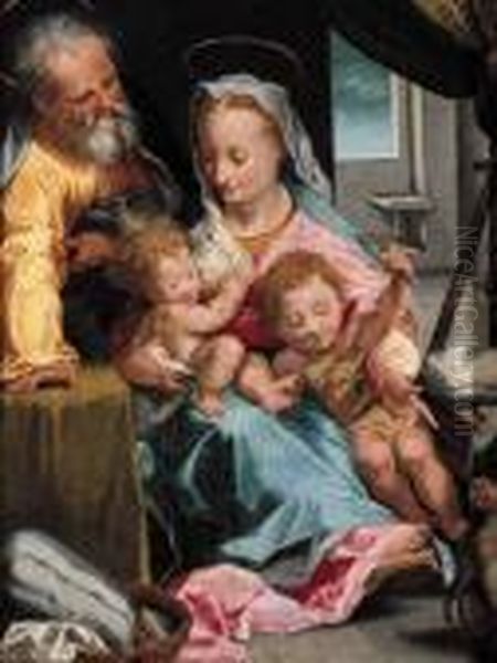 The Holy Family With The Infant Saint John The Baptist Oil Painting by Federico Fiori Barocci