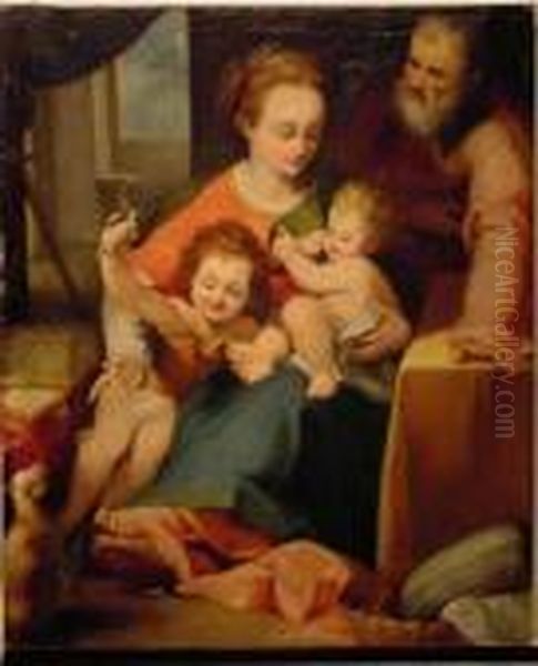 Holy Family With Infant Saint John The Baptist Oil Painting by Federico Fiori Barocci