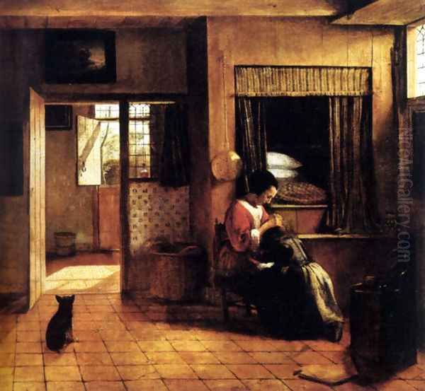 The Mother c. 1660 Oil Painting by Pieter De Hooch