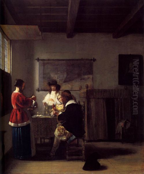 The Visit Oil Painting by Pieter De Hooch