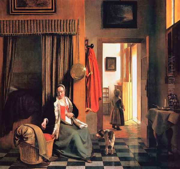 The Mother Oil Painting by Pieter De Hooch