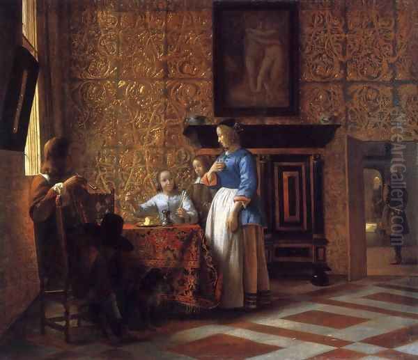 Interior with Figures Oil Painting by Pieter De Hooch