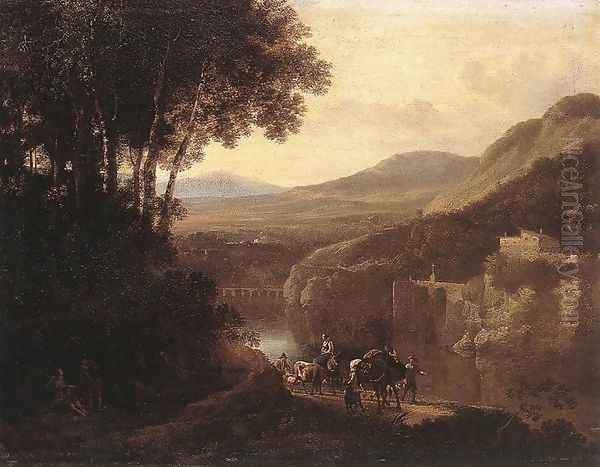 River Scene c. 1660 Oil Painting by Jan Hackaert