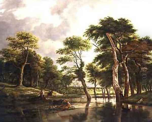 The Stag Hunt Oil Painting by Jan Hackaert