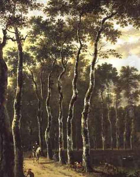 An Avenue in a Wood Oil Painting by Jan Hackaert