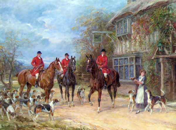 A Halt at the Inn Oil Painting by Heywood Hardy