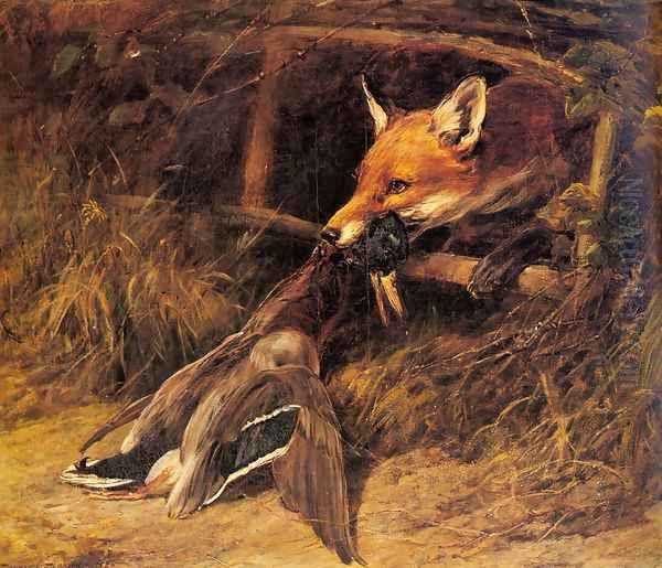 Returning to the Fox's Lair Oil Painting by Heywood Hardy