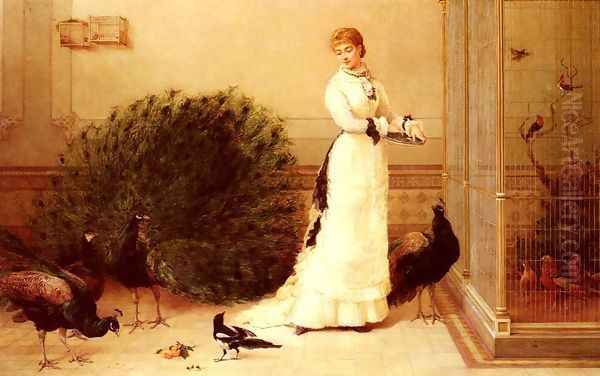 The Aviary Oil Painting by Heywood Hardy