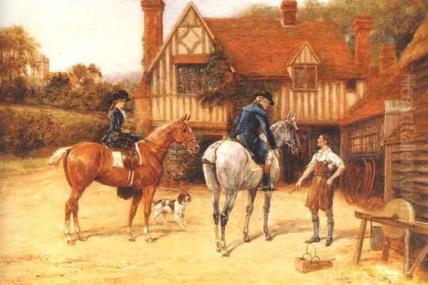 The Loose Shoe Oil Painting by Heywood Hardy